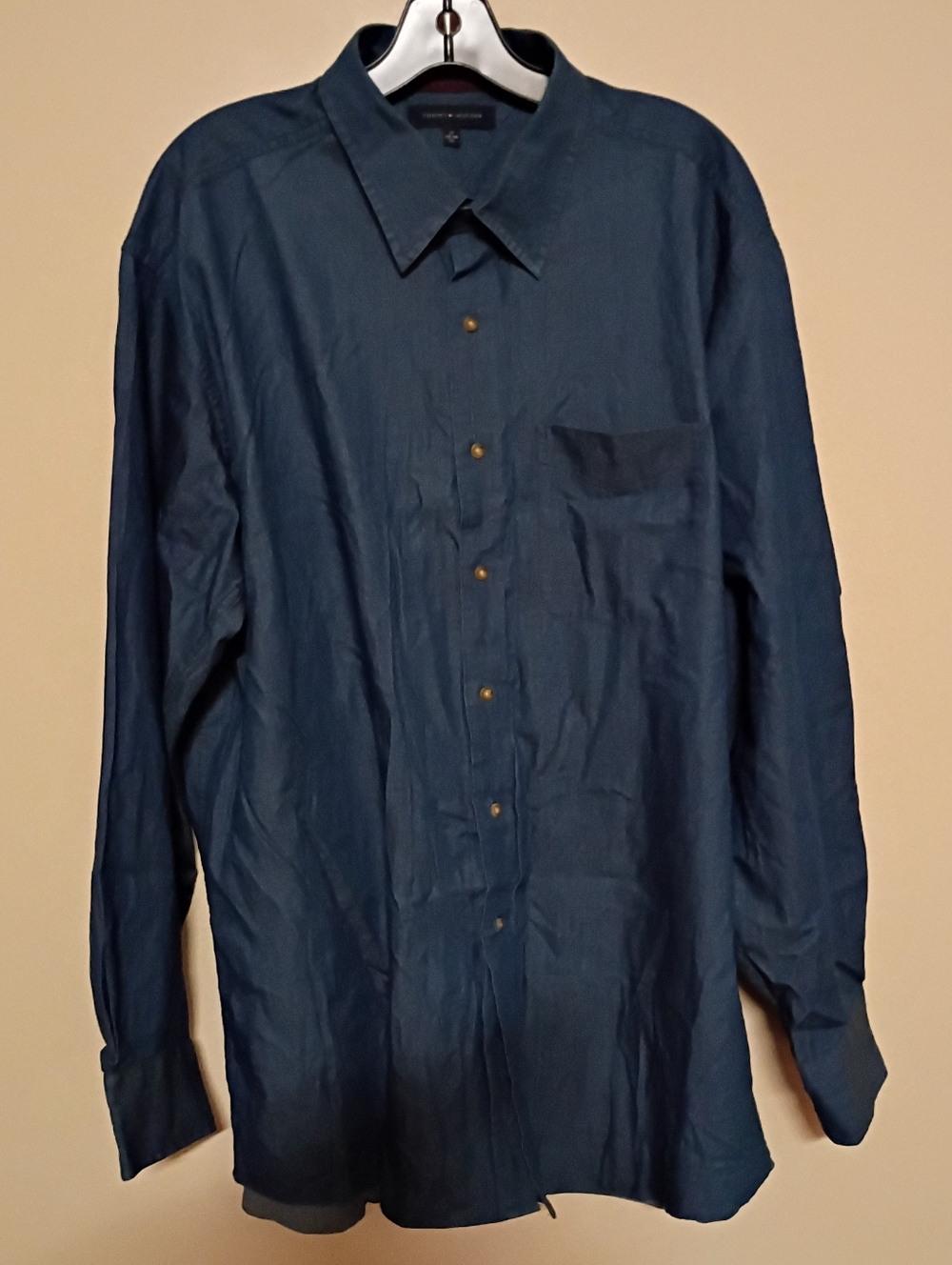 Tommy Hilfiger Men's Dark Blue Dress Shirt Size XL